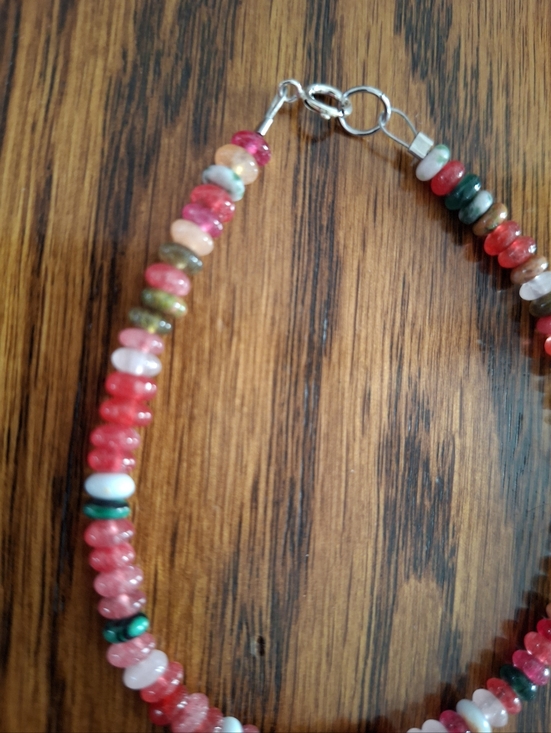 Bracelet Multicolored Multi Rondelle Gemstones Tiny Beads 7.5" - Picture 3 of 4